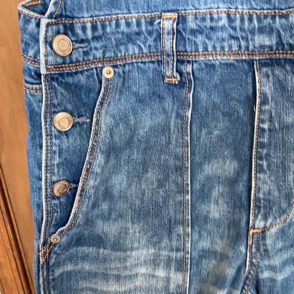 American Eagle distressed jean overall denim cotton size M - Picture 8 of 17